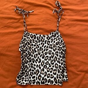 Leopard Print Skinny Strap Blouse